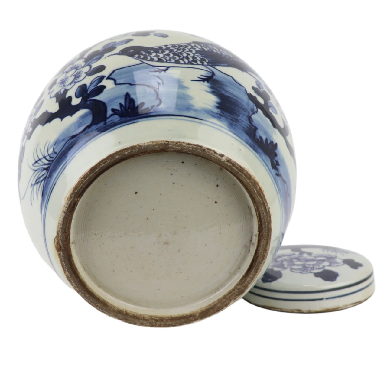 Blue and White Ming Jar Long-Tailed Bird, Large