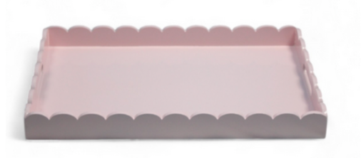 Soft Pink Lacquered Tray, Small Rectangle