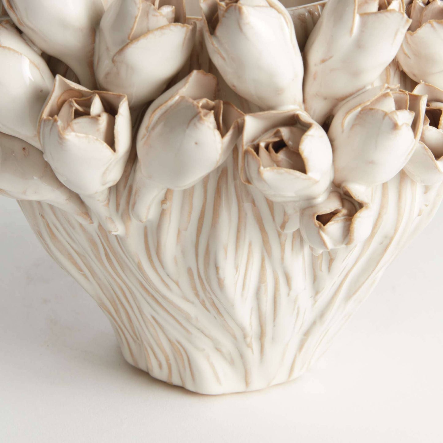 Handcrafted Courtney Vase Short, Antique White Ceramic