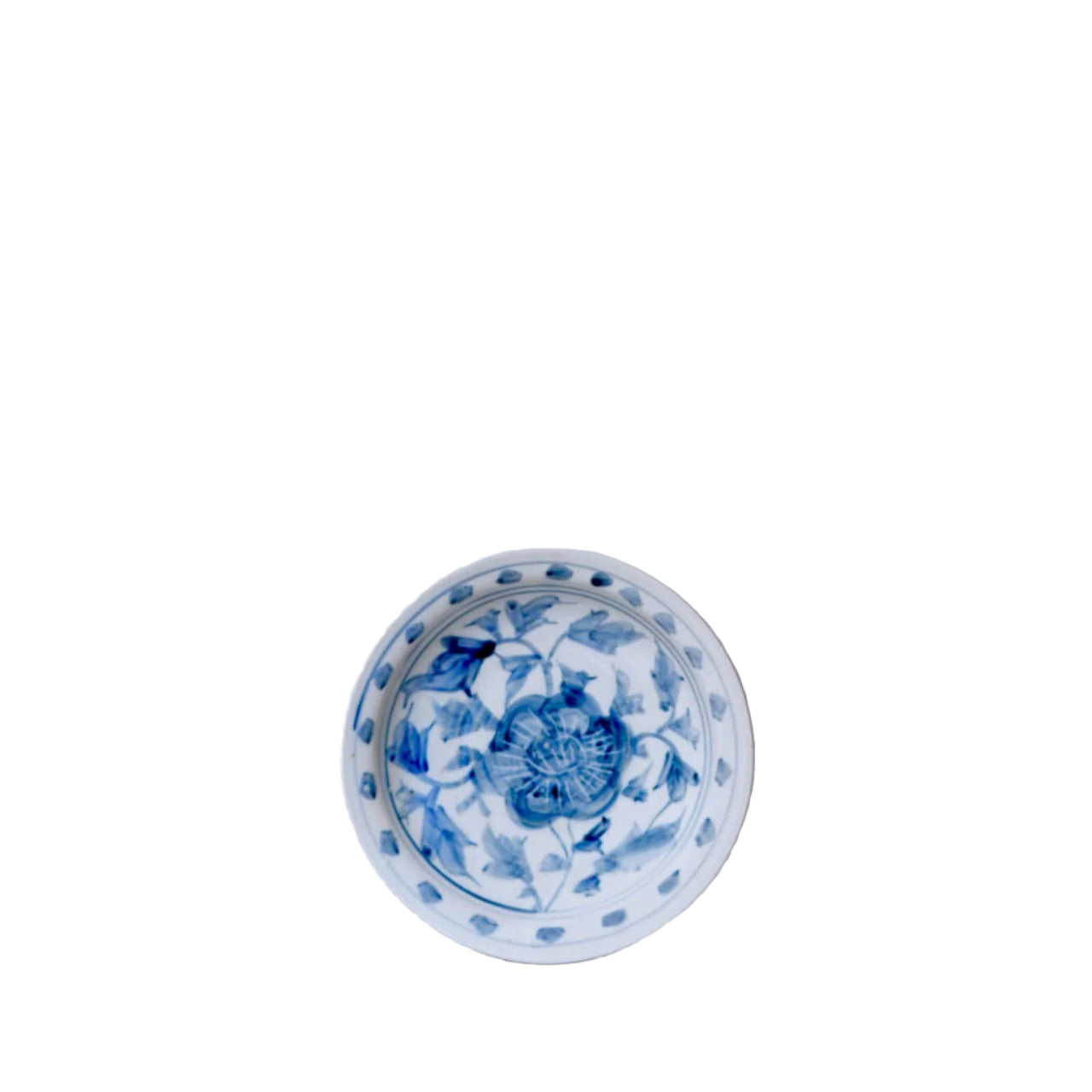 Small Blue and White Porcelain Peony Dish