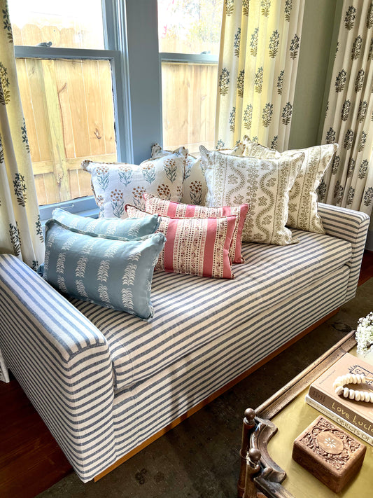Striped Upholstered Bench