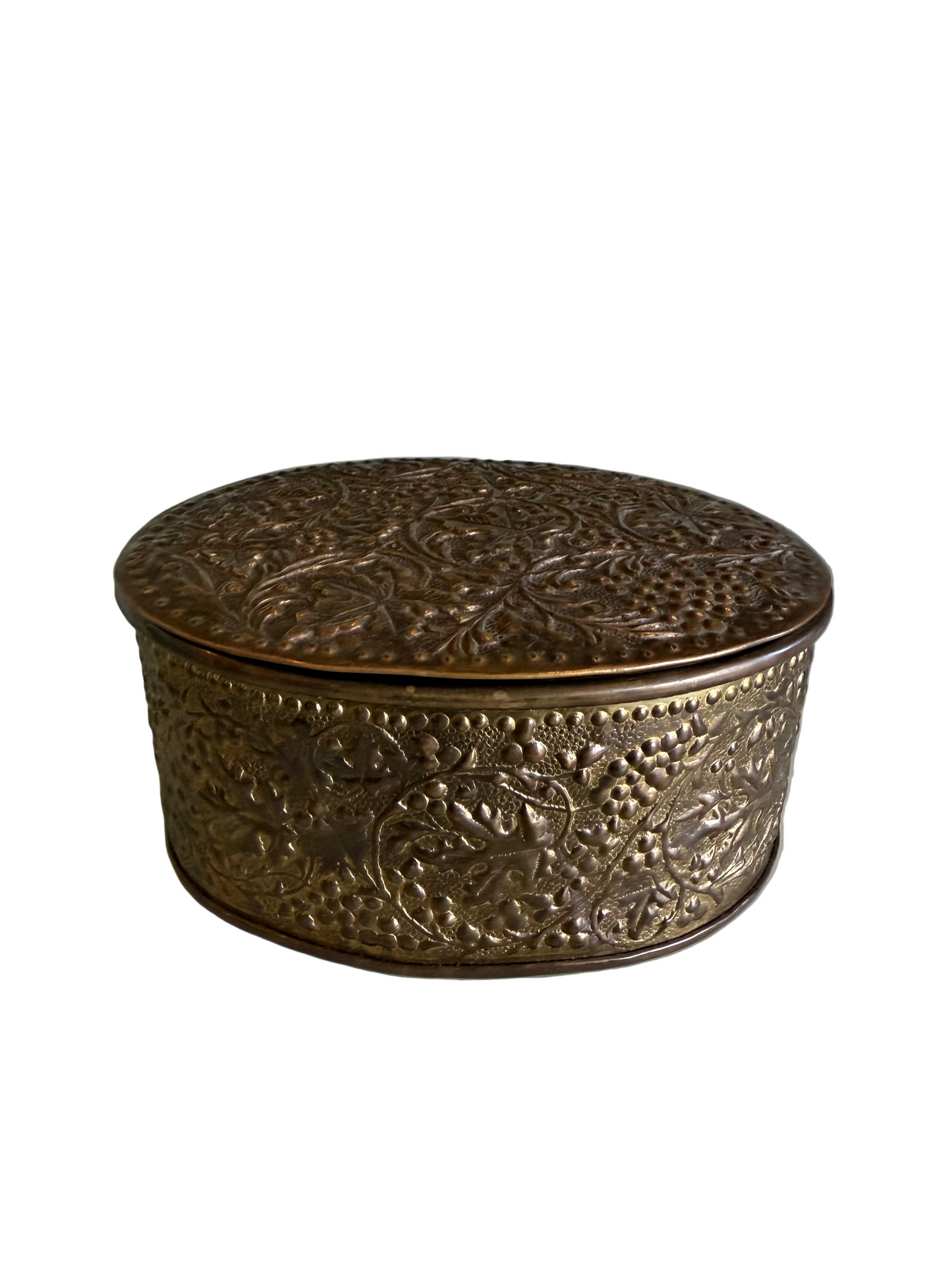 Vintage Floral & Leaf Brass Box