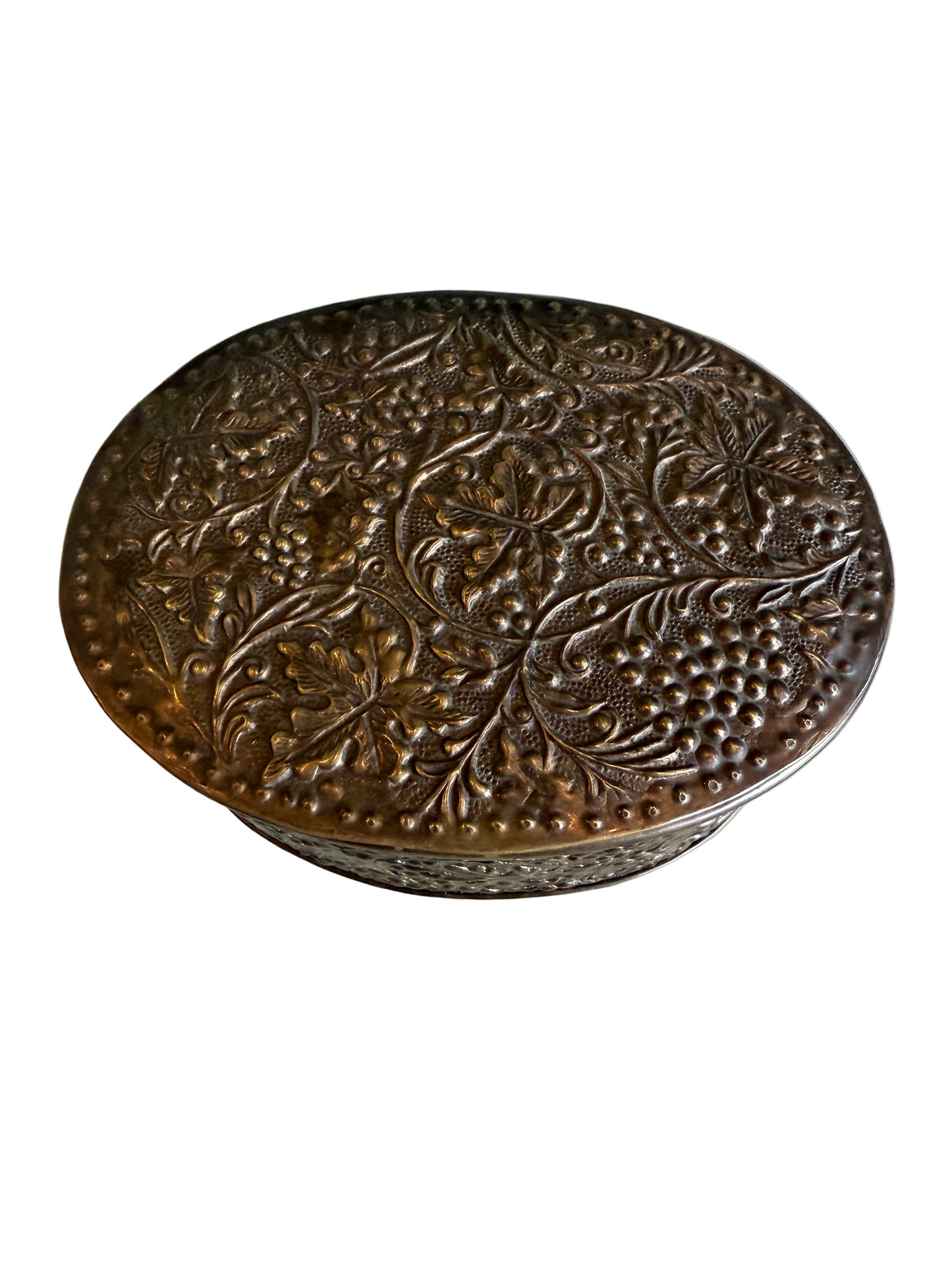 Vintage Floral & Leaf Brass Box