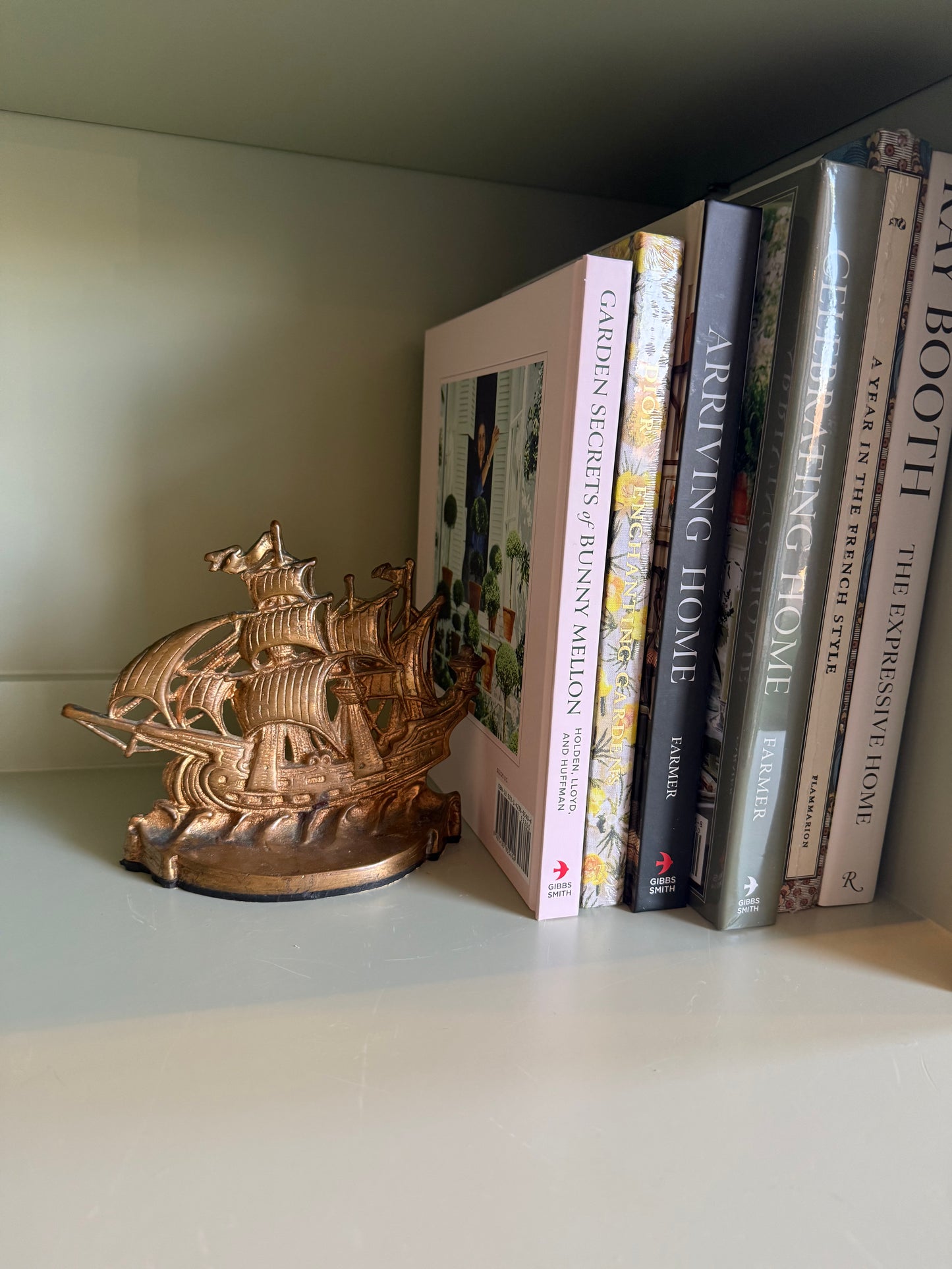 Vintage Brass Sailing Ship Bookends