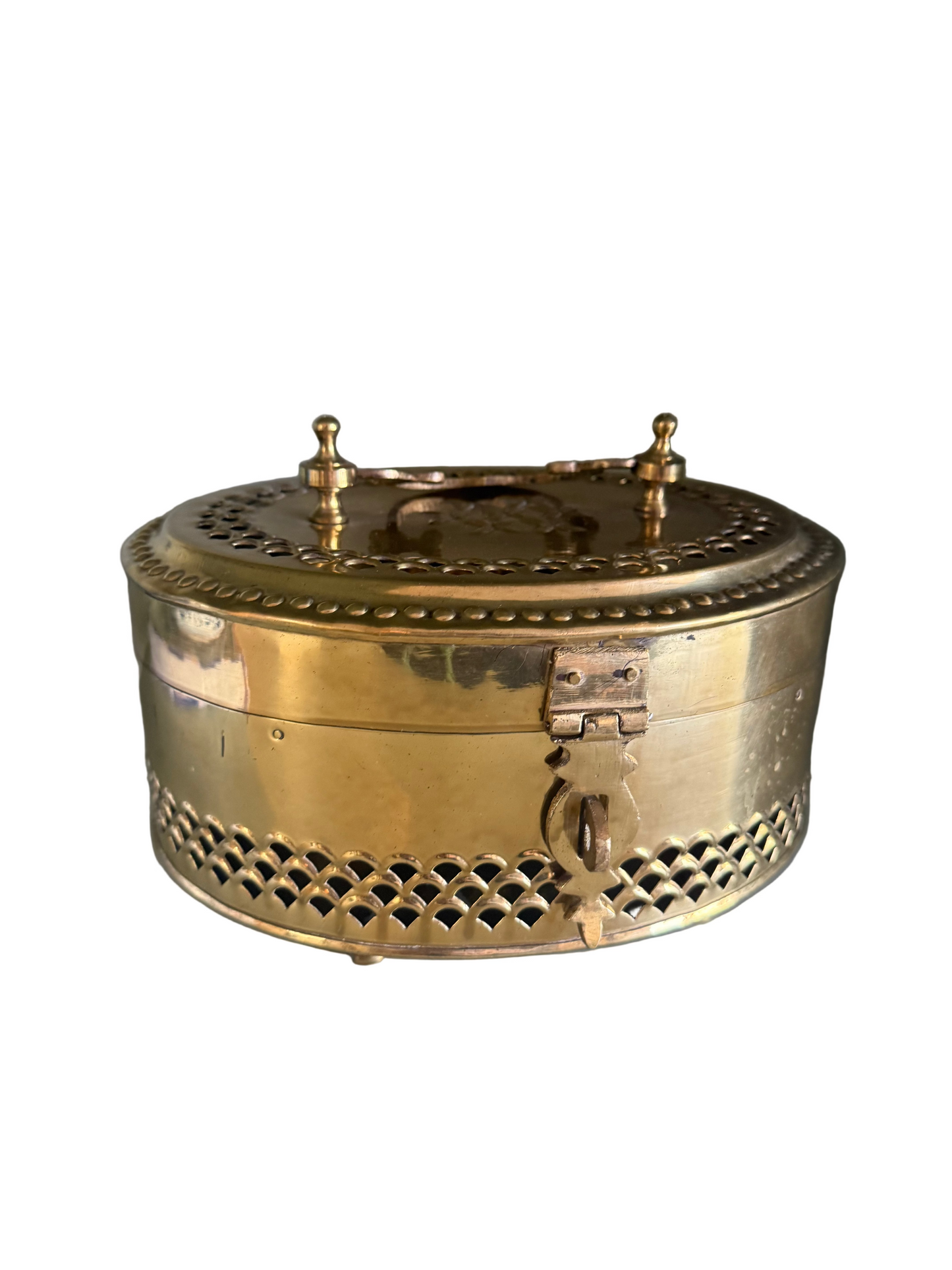 Vintage Brass Footed Cricket Box