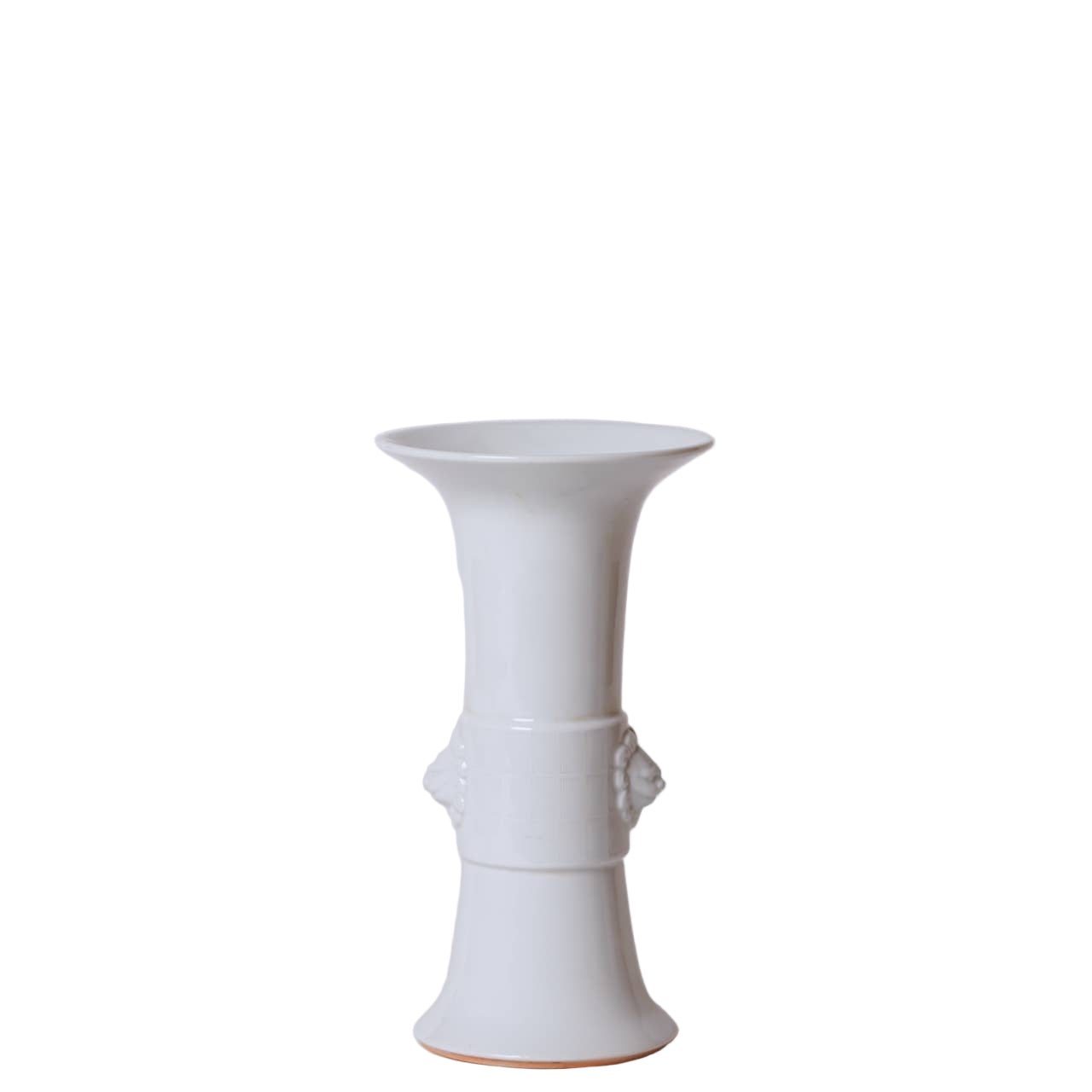 White Porcelain Baluster Vase with Sprigged Lion Heads