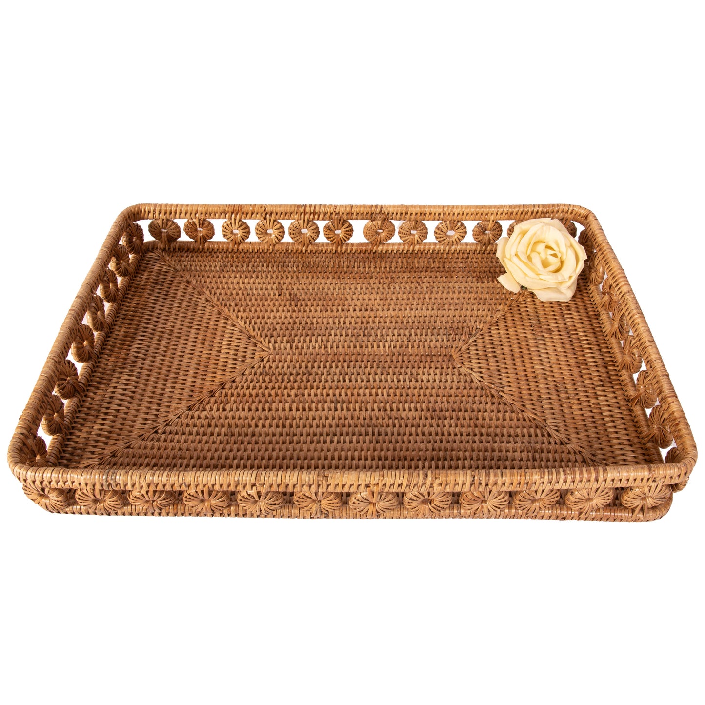 Rattan Inna Design Rectangular Tray, 21"