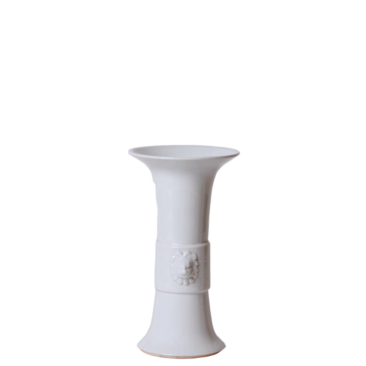 White Porcelain Baluster Vase with Sprigged Lion Heads