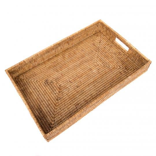 Rattan Honey Brown Rectangular Tray, Medium
