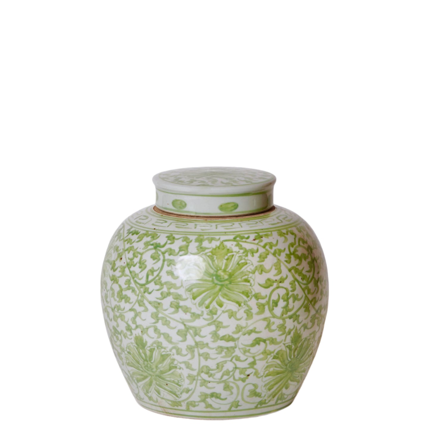 Scrolling Chrysanthemum Green and White Porcelain Jar