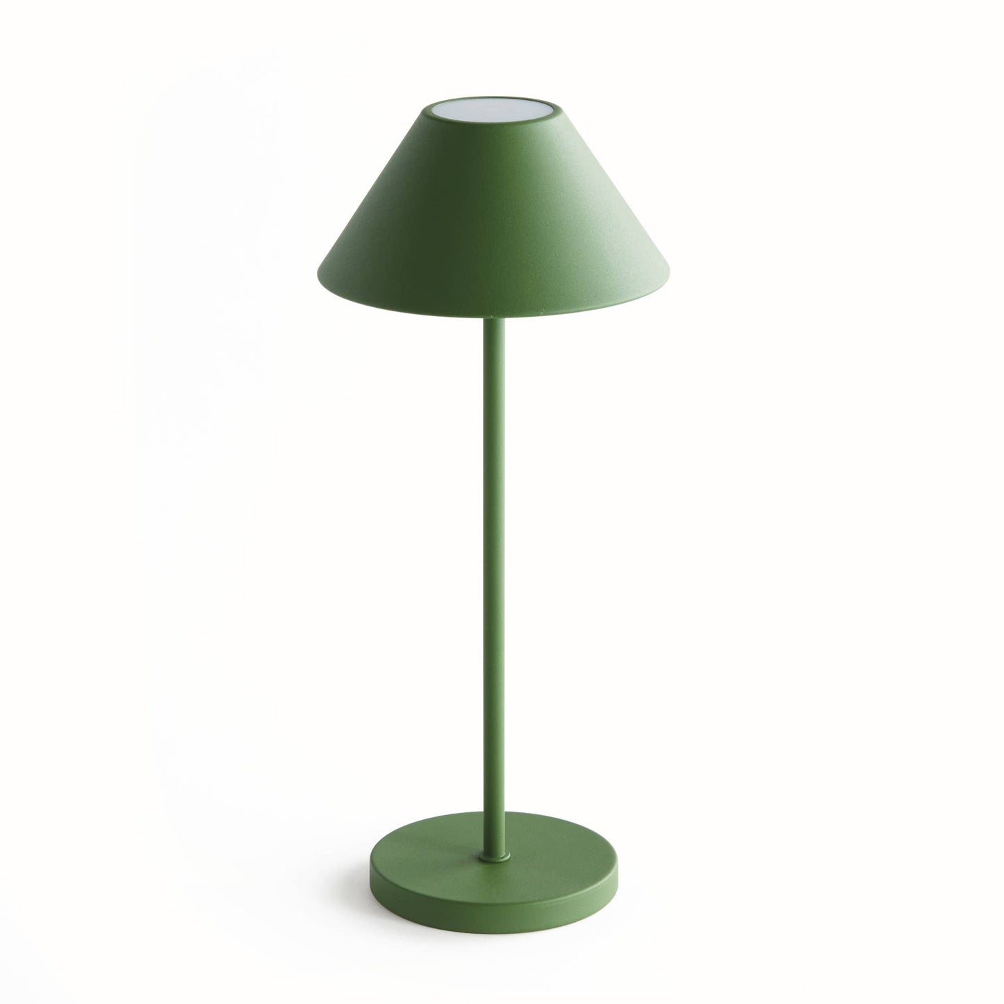 Cordless Portable LED Lamp, Metal Shade, 14", Green