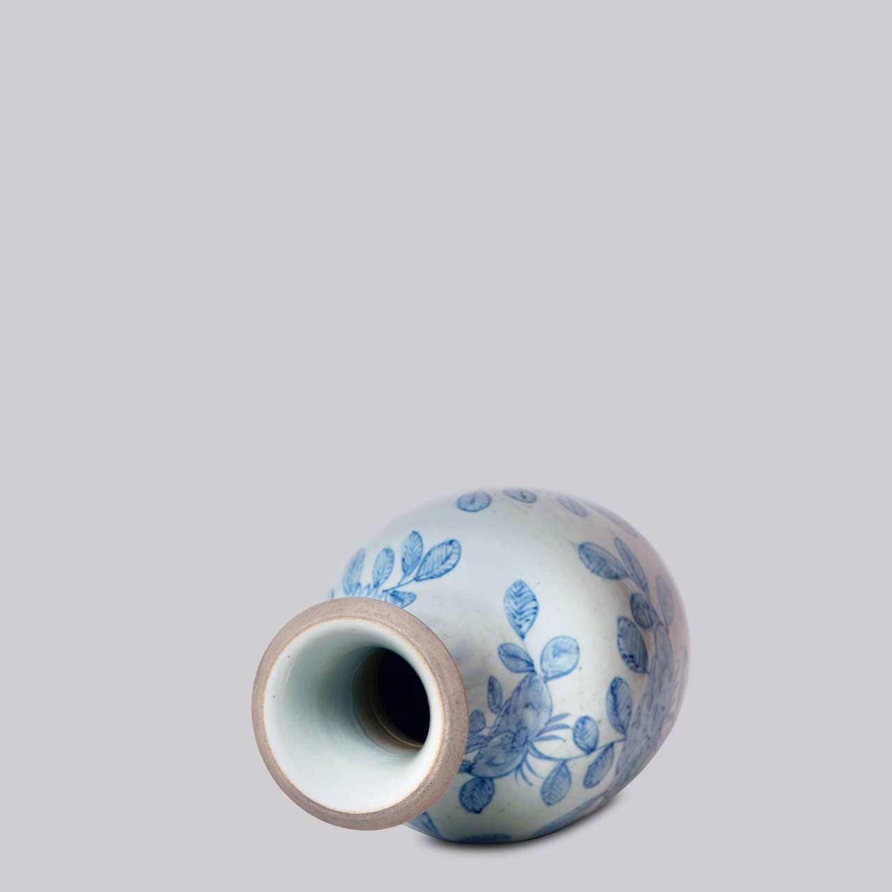 Peony and Daisy Blue and White Porcelain Mallet Vase