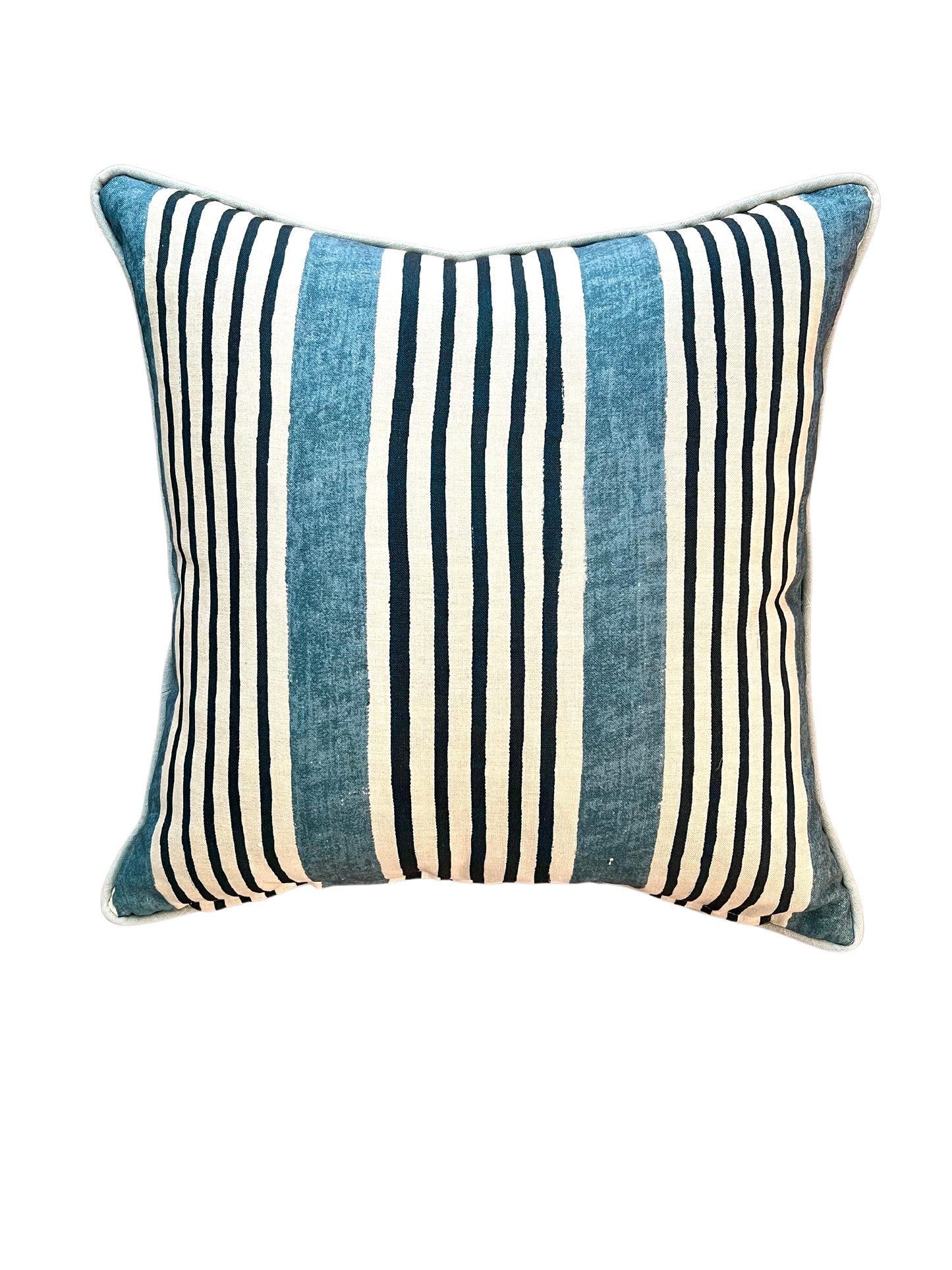 Blue and Navy Stripe Pillow, 22" x 22"