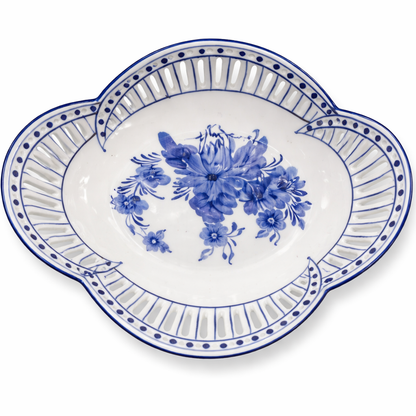 Scalloped Floral Pierced Pedestal Bowl