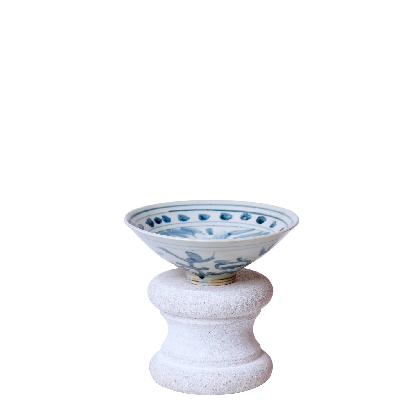 Small Blue and White Porcelain Lotus Conical Bowl