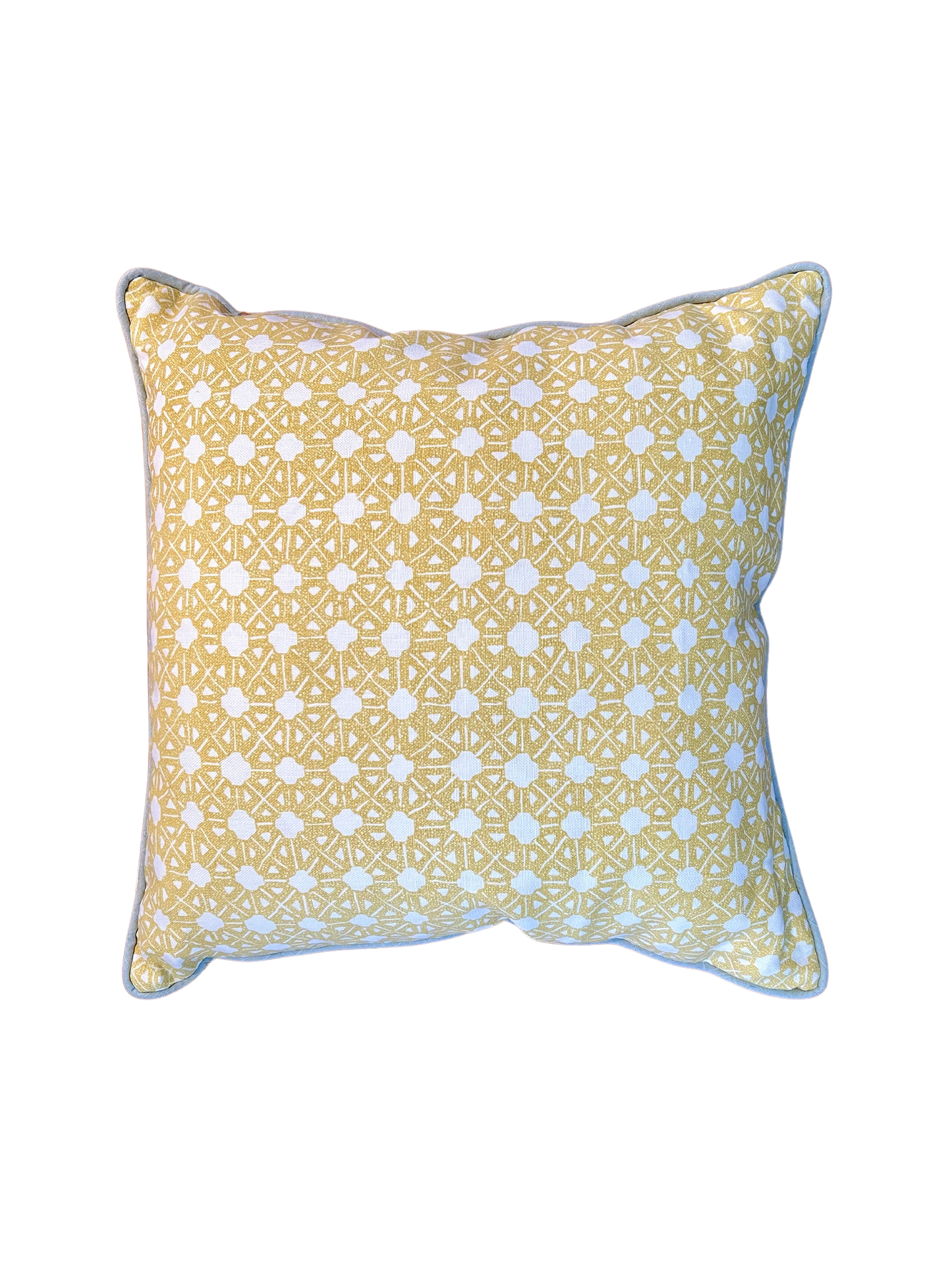 Maresca Fabric with Light Blue Trim Pillow, 22" x 22"