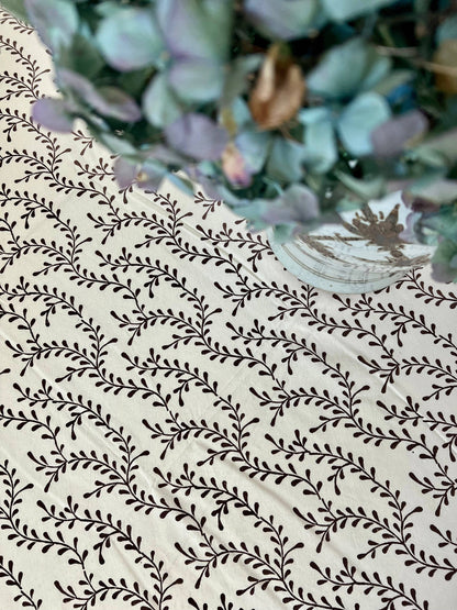 Winding Vines Tablecloth in Chocolate Brown: 120" Round