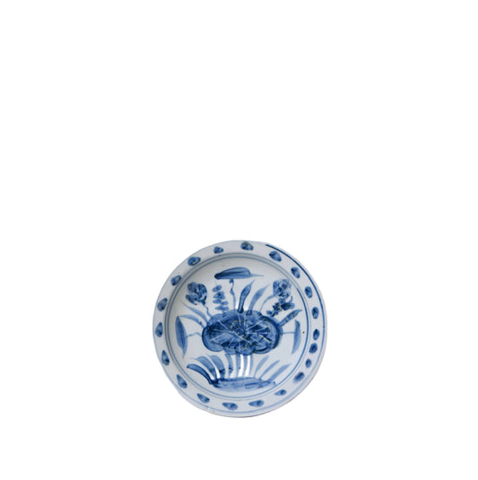 Small Blue and White Porcelain Lotus Dish
