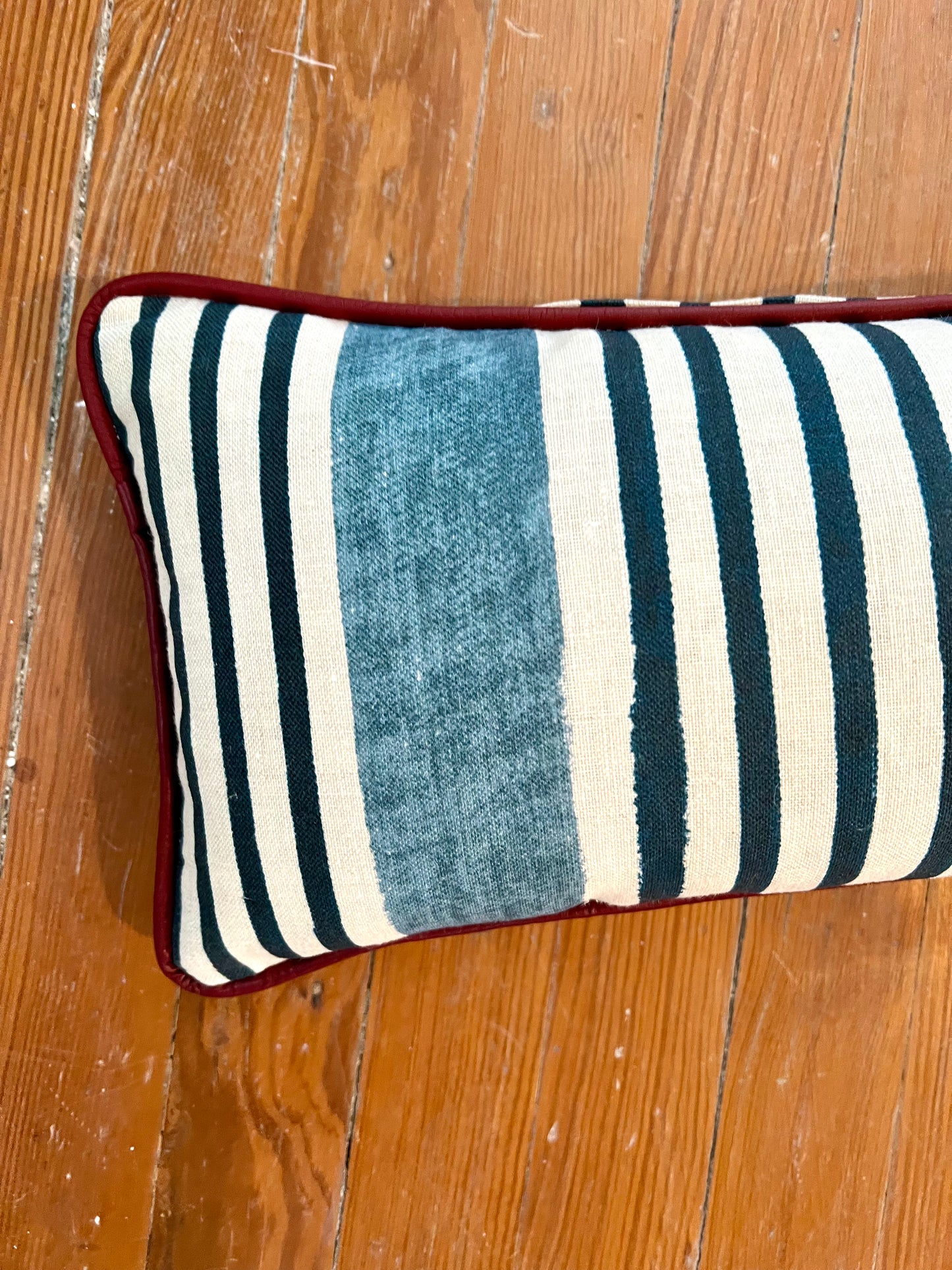 Blue and Navy Stripe Long Pillow