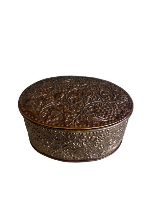 Vintage Floral & Leaf Brass Box