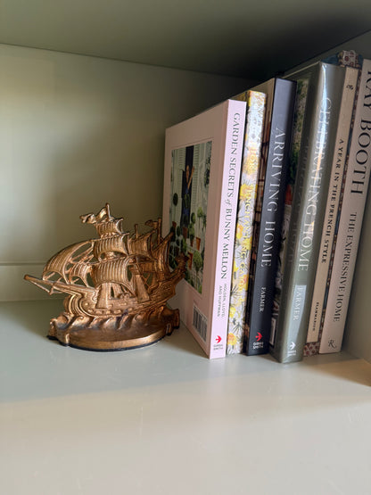 Vintage Brass Sailing Ship Bookends