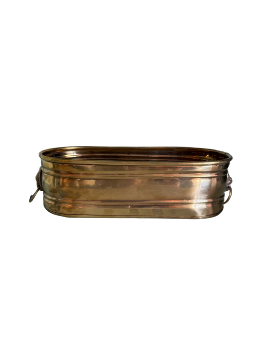 Brass Oval Planter Lion Ring Handles