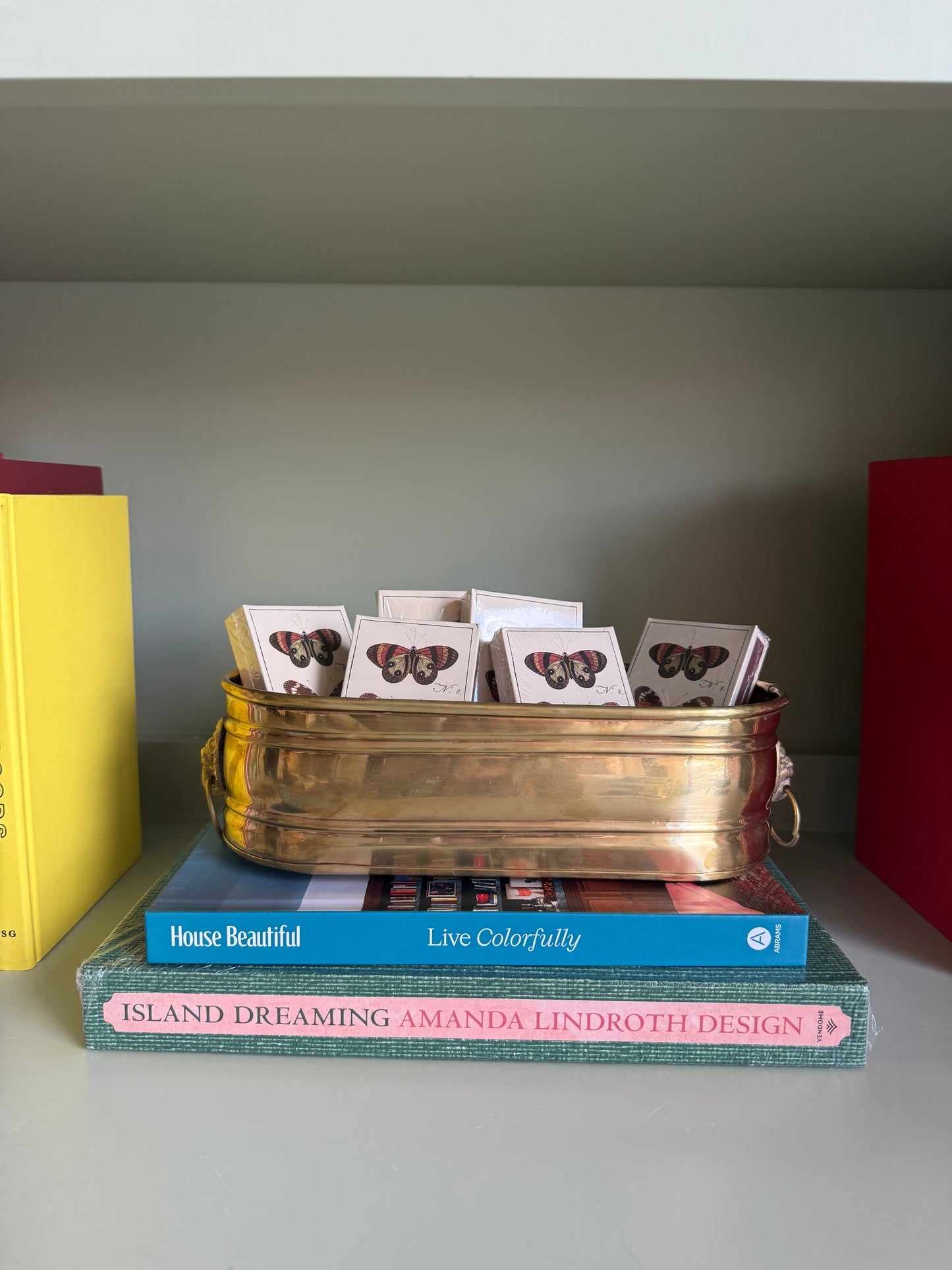 Brass Oval Planter Lion Ring Handles