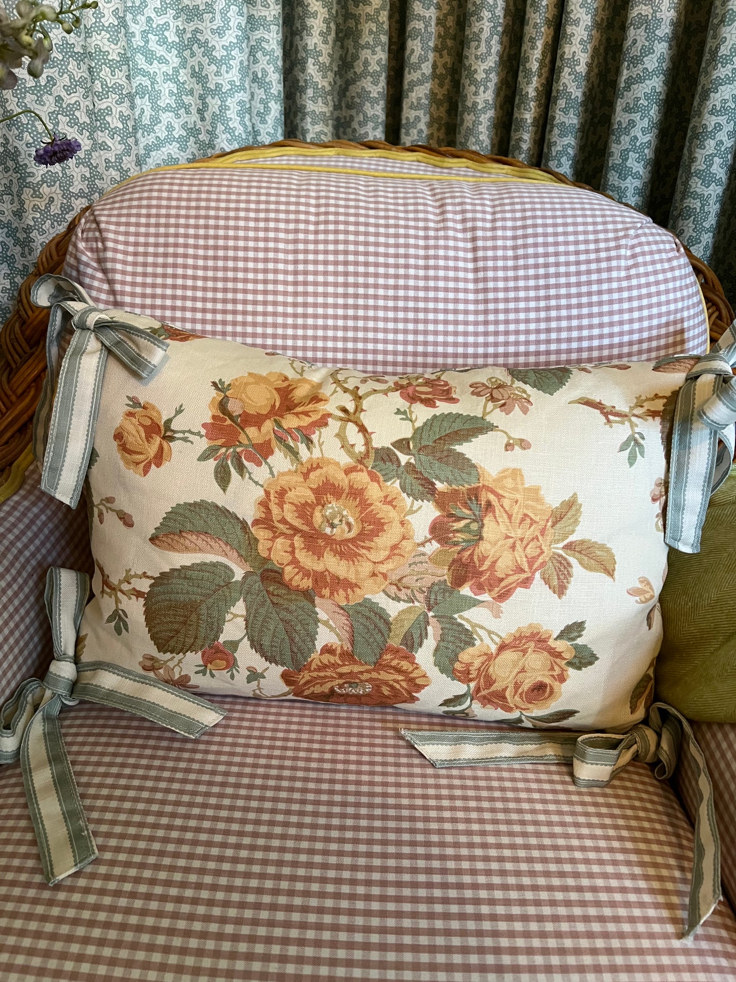 Custom Pillow with Tie Backs by Katie Davis Design