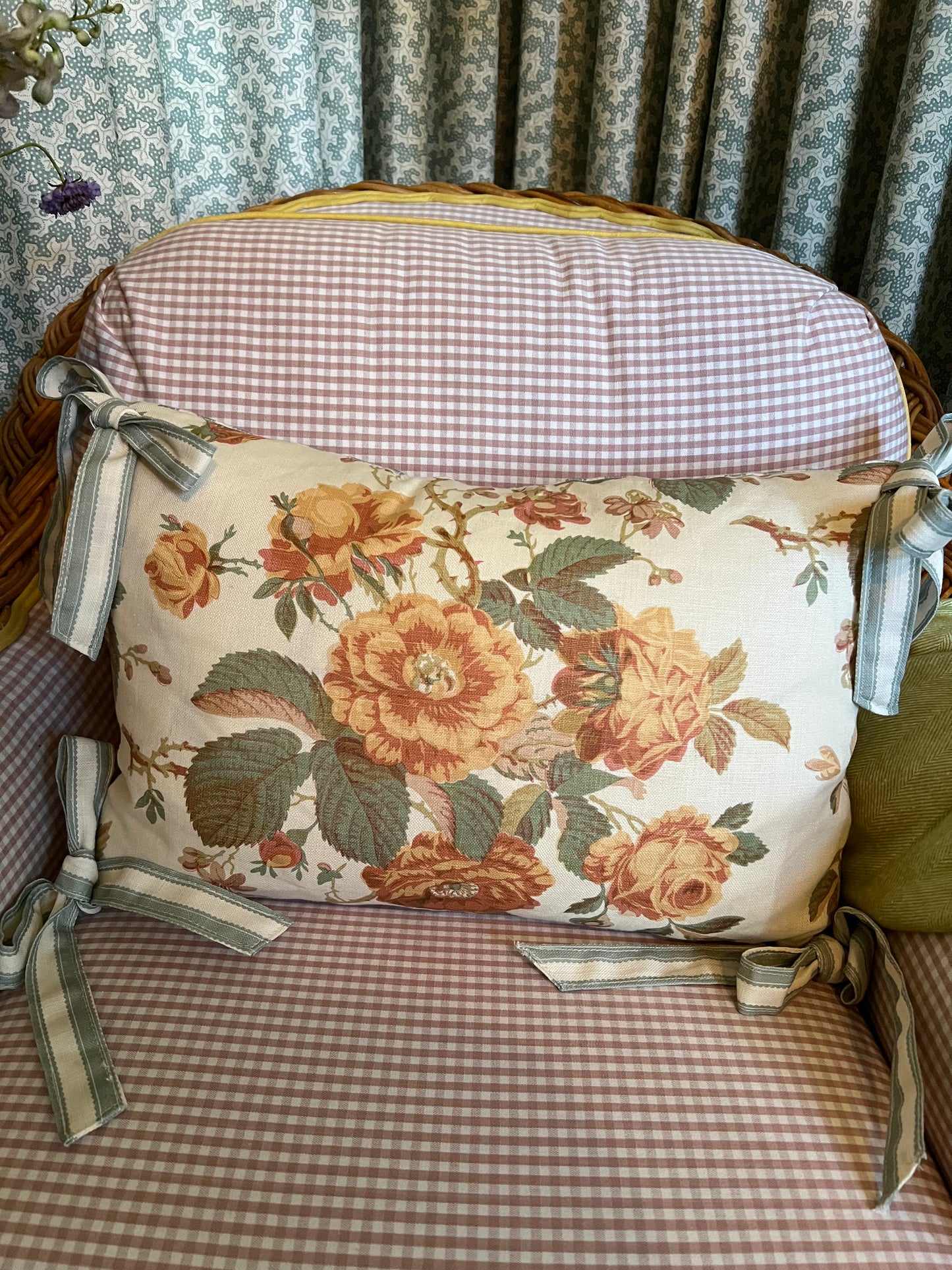 Custom Pillow with Tie Backs by Katie Davis Design