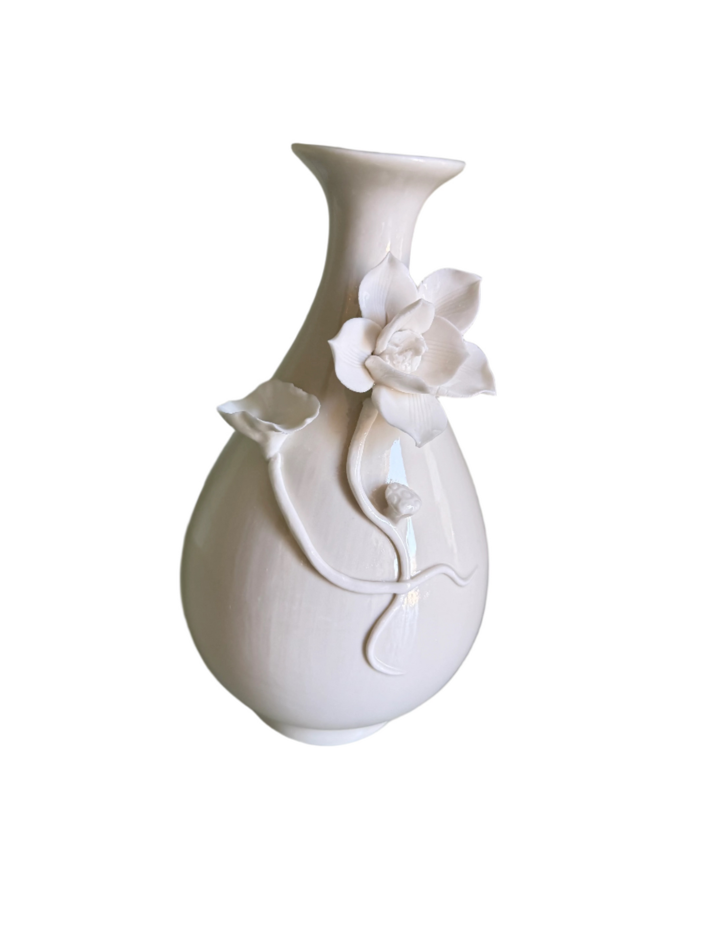 Sculpted White Flower Vase