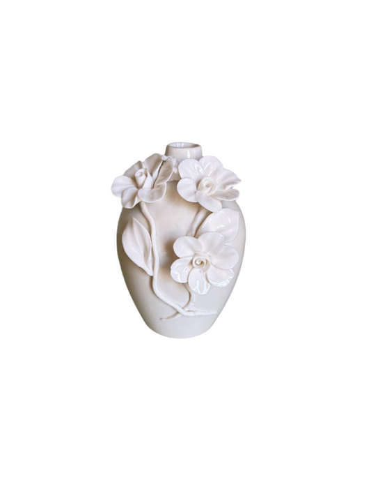 Sculpted White Flower Vase