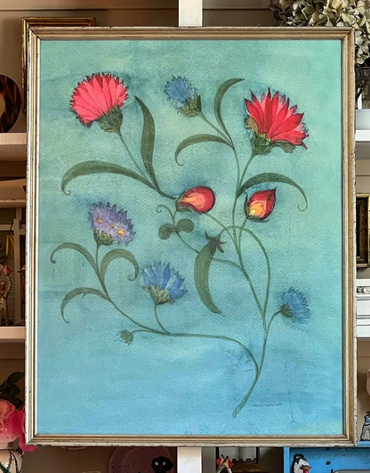 Red Thistle and Chicory Bouquet by Mary Maguire Art