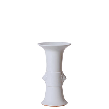 White Porcelain Baluster Vase with Sprigged Lion Heads