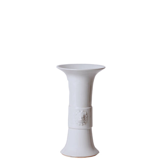 White Porcelain Baluster Vase with Sprigged Lion Heads