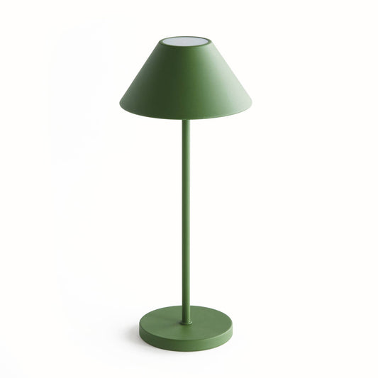 Cordless Portable LED Lamp, Metal Shade, 14", Green