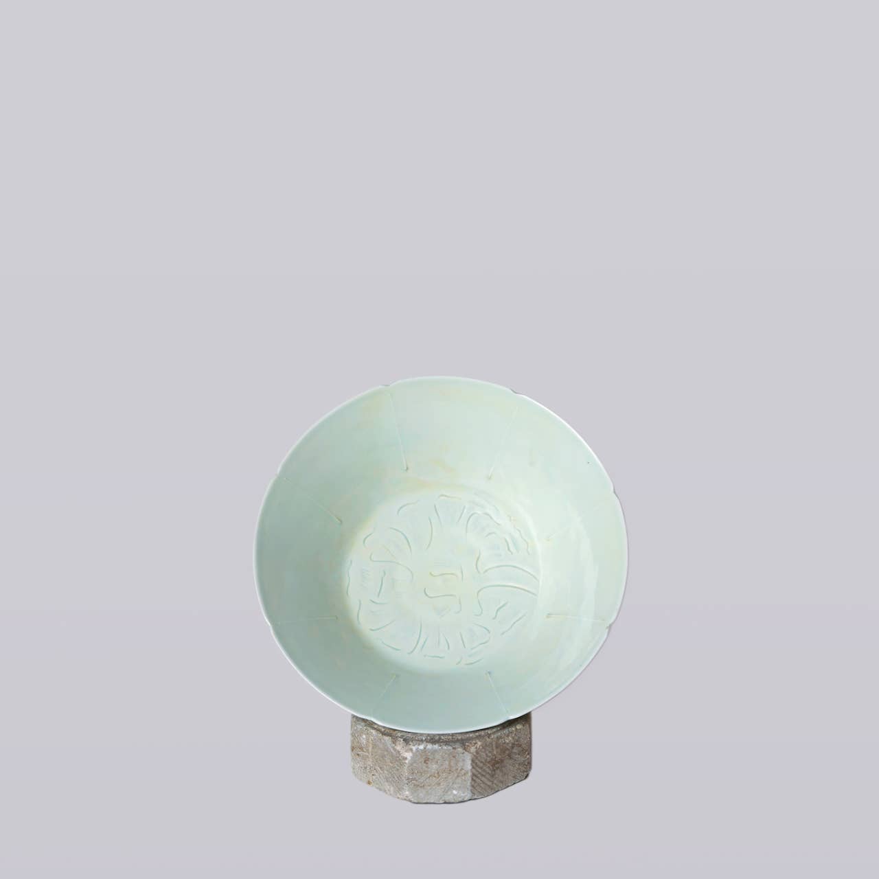 Celadon Porcelain Large Peony Conical Bowl