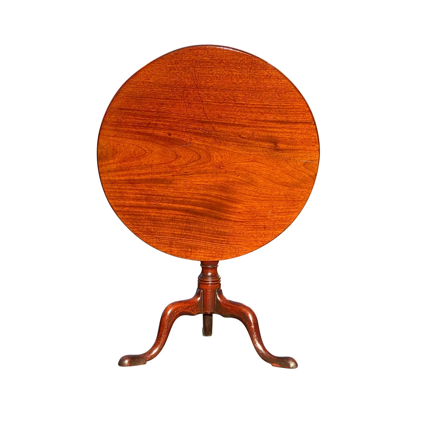 Late 18th Century Antique South Carolina Queen Anne Walnut Tilt Top Table on Snake Legs