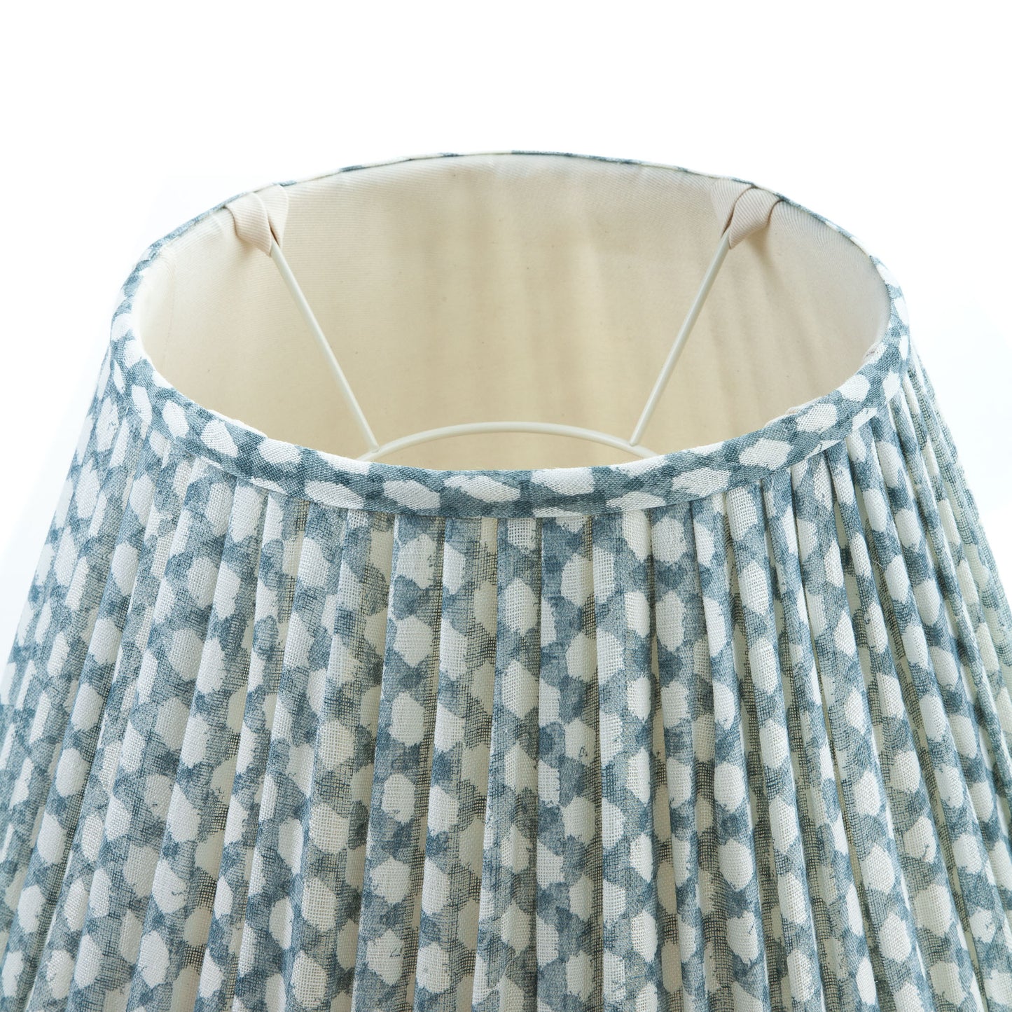 Round Lampshade in Light Blue Wicker