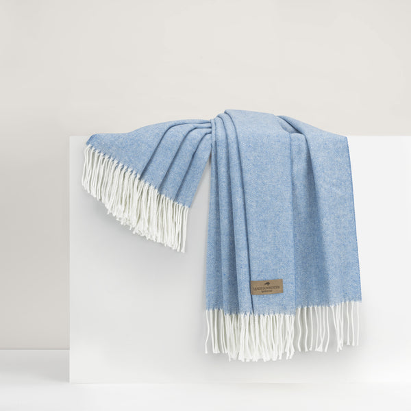 Blue Denim Italian Herringbone Throw